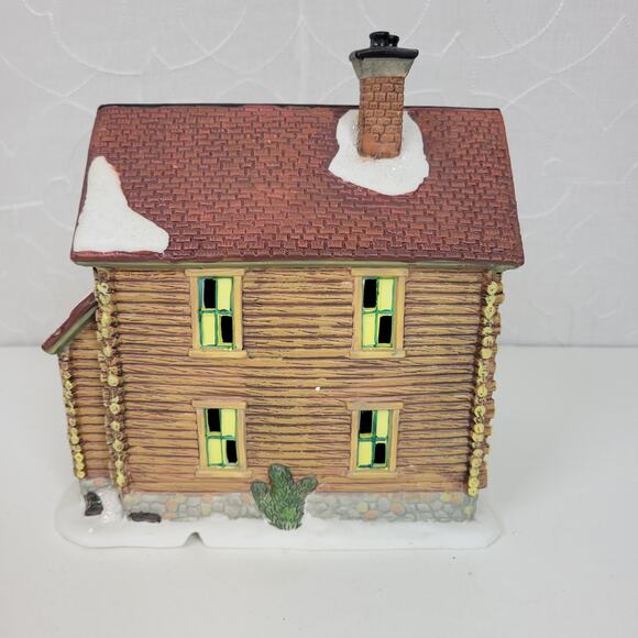 Santa's Workbench Porcelain Lighted House Deer Run Log House Victorian Series - Picture 4 of 13
